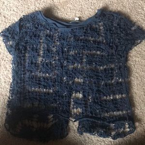 See Through Blue Lace Top